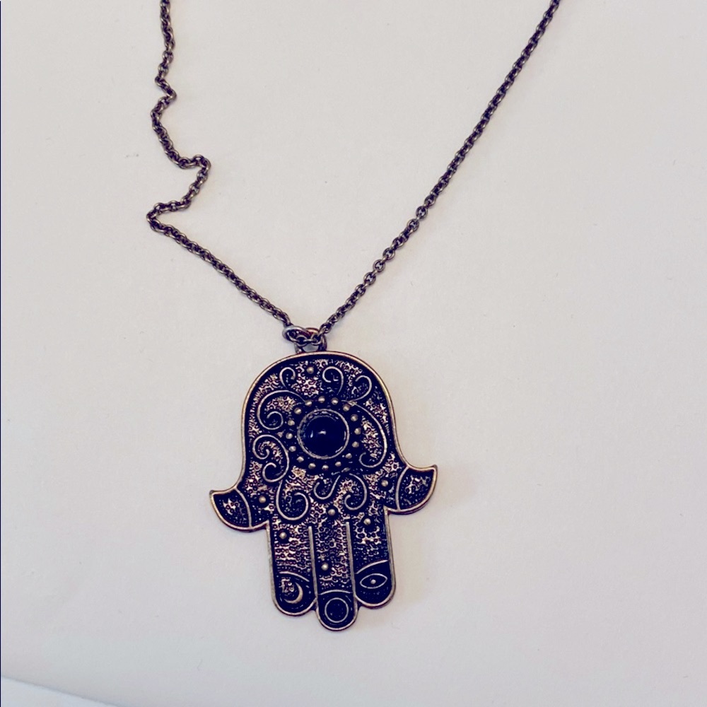 Hamsa long chain necklace